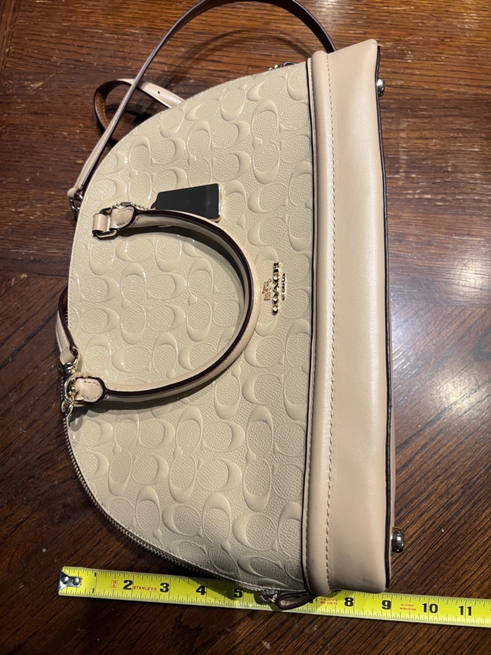 Coach Cream Embossed Satchel - Picture 10 of 11